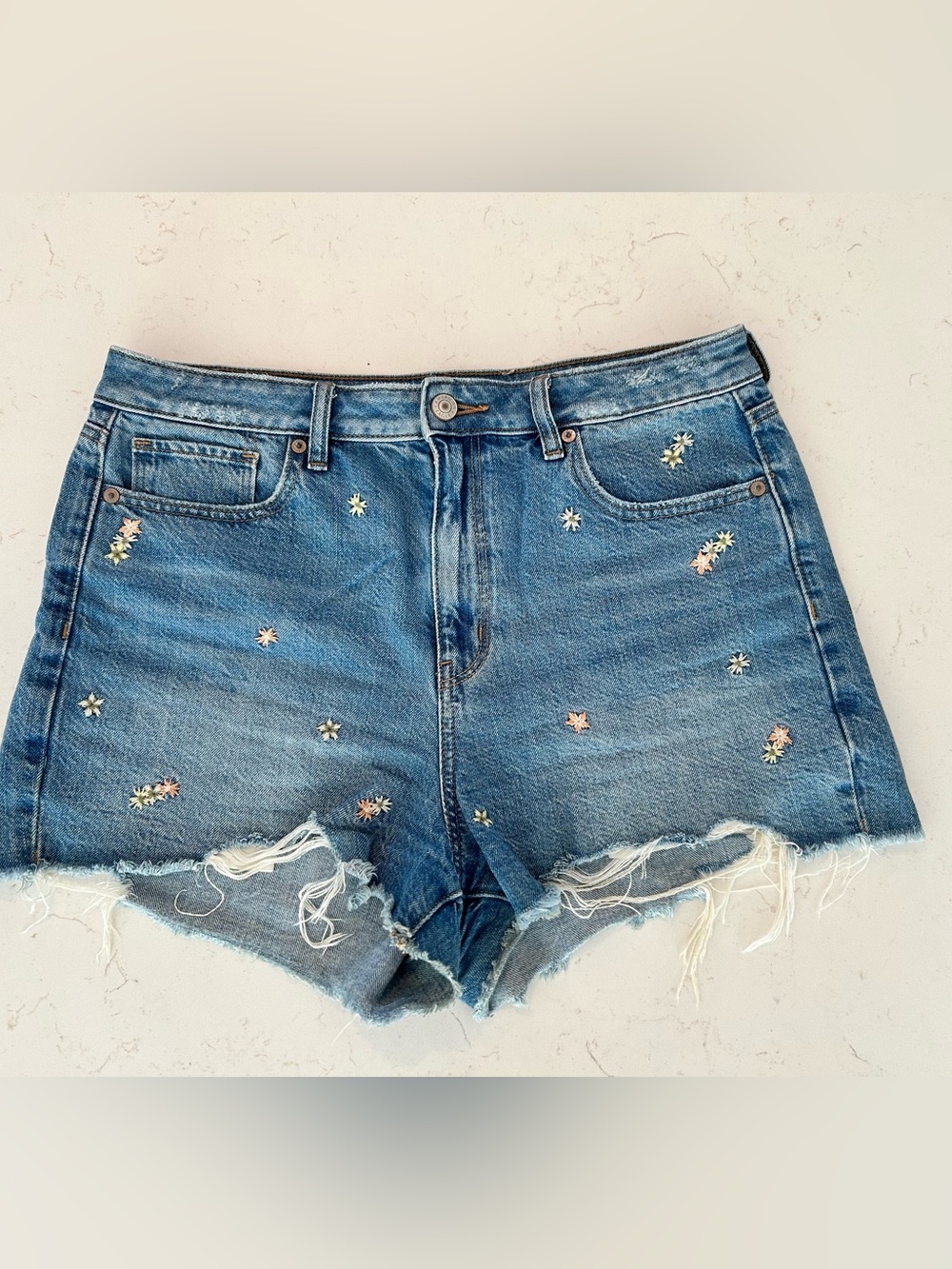 American Eagle floral embroidered jean short